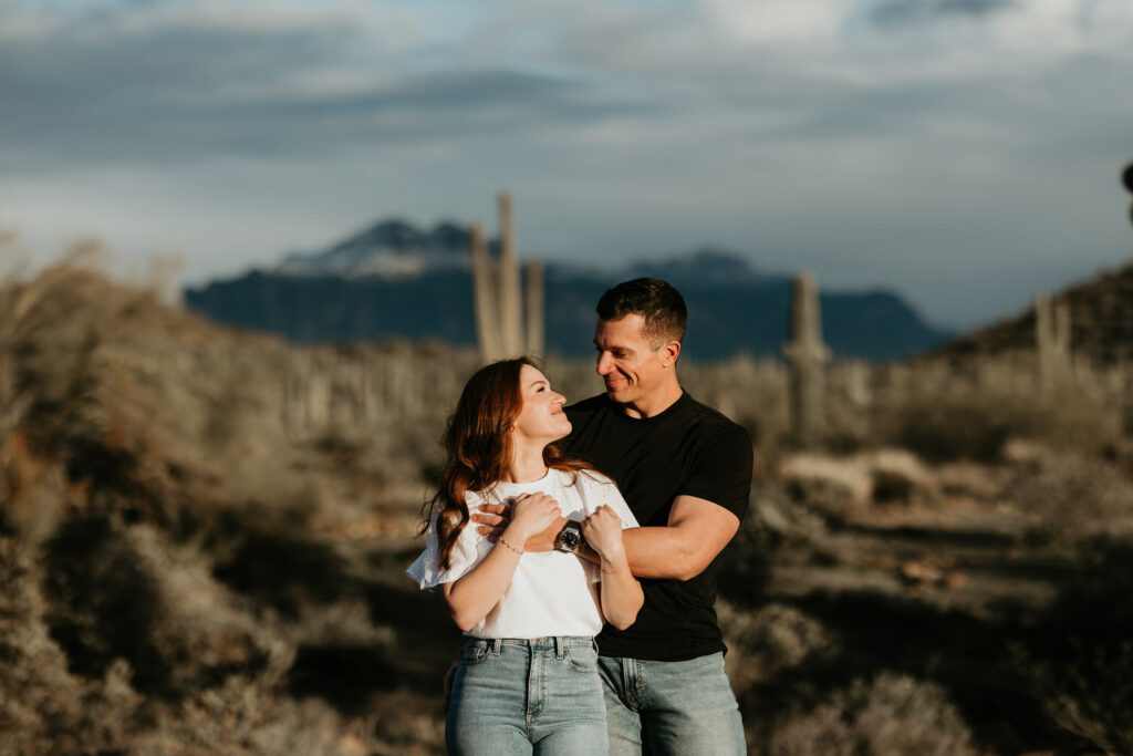 Snowy Superstition Mountains during Usery Mountain Engagement Session