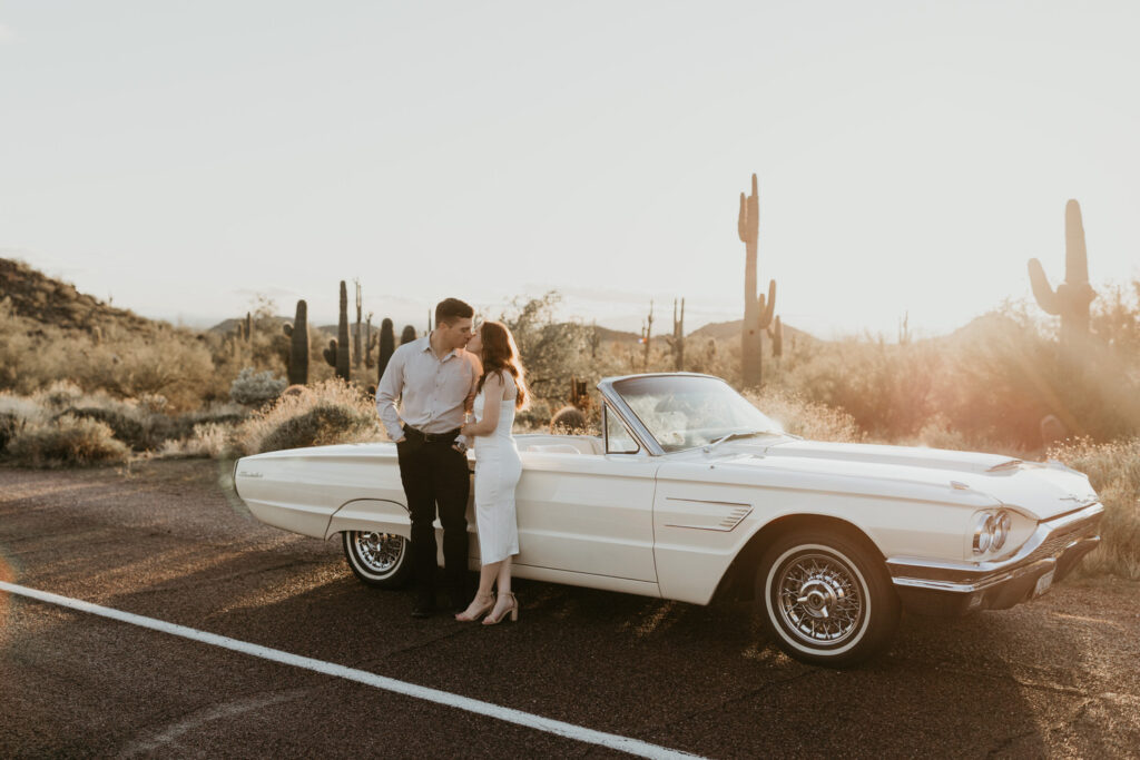 Vintage Car Engagement Session at Usery Mountain