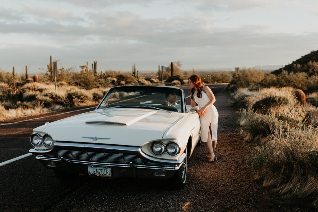 Vintage Car Engagement Session at Usery Mountain