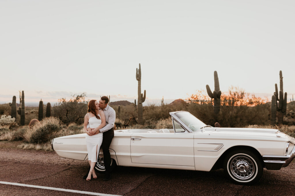 Vintage Car Engagement Session at Usery Mountain