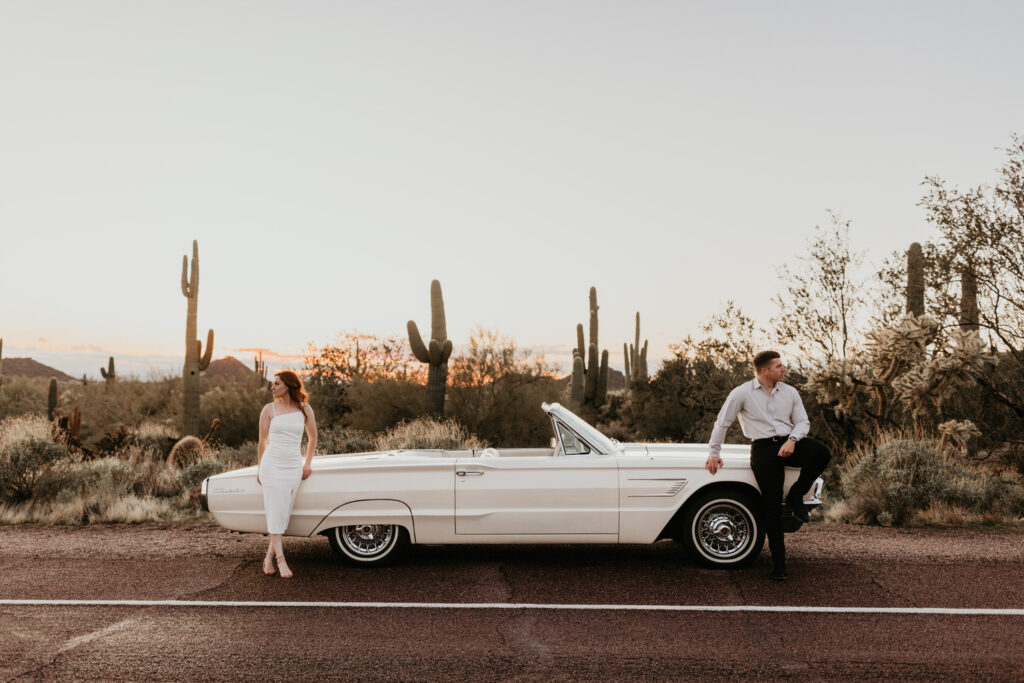 Vintage Car Engagement Session at Usery Mountain